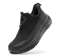 FitVille Slip On Sneakers Herren Walkingschuhe Extra Weit Sportschuhe Leichte Laufschuhe Atmungsaktive Schlüpfen Schuhe Slipper,Schwarz,41 EU,X-Weit