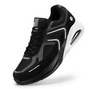 FitVille Sneaker Herren Extra Weite Laufschuhe mit Luftkissen Dämpfung Sportschuhe Atmungsaktiv Turnschuhe Leichte Joggingschuhe rutschfest Straßenlaufschuhe Walkingschuhe Schwarz 44.5 EU Weit
