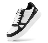 FitVille Sneaker Herren weit Laufschuhe weich Sportschuhe mit Schnürung Outdoor Schwarz-Weiss 44.5 EU Weit