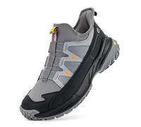 FitVille Walkingschuhe Herren Slip On Sneakers Extra Weit Sportschuhe Leichtgewichts Trekkingschuhe Atmungsaktiv Laufschuhe Fitness Jogging Grau/Schwarz 42 EU X-Weit