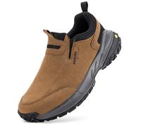 FitVille Wanderschuhe Herren Extra Breit Trekkingschuhe rutschfeste Outdoor Schuhe Atmungsaktiv Walkingschuhe Slip on Freizeitschuhe Weit Herren Sneaker mit Fußgewölbestütze Khaki 41 EU X-Weit