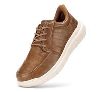 FitVille Weit Sneaker Herren Business Freizeitschuhe für Breite Füße Sportschuhe mit aus Microfaser-Leder Bequeme Dämpfung rutschfest Walkingschuhe Karamell 50 EU X-Weit