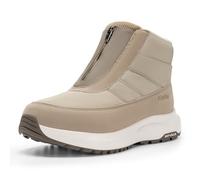FitVille Winterstiefel Damen Extra Weit Winterschuhe Reißverschluss Warm Gefüttert Schneestiefel Wasserdicht Kurzschaft Stiefel Breit Schlupfstiefel Rutschfest Outdoor Boots Beige 41 EU X-Weit