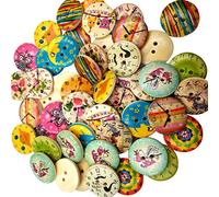 FITYLE 50er Set 20mm Knöpfe Kinderknöpfe Holzknöpfe Faltback Verzierung fürNähen Scrapbooking