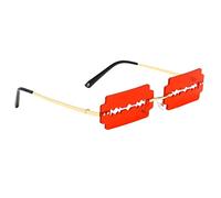 FITYLE Vintage Klar Gradienten Pimless Punk Stil Sonnenbrille Rasierklinge Shaped Sonnenbrillen für Urlaub Partei Zeremonie - Goldene Rot