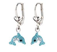 FIVE-D Kinder Ohrringe Kristall Delfin 925 Sterling Silber Creolen Ohrhänger