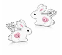 FIVE-D Kinder Ohrringe Ohrstecker Hase 925 Sterling Silber Mädchen Ostern (Hase-Herz)