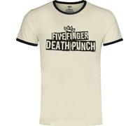Five Finger Death Punch Logo Unisex Ringershirt altweiß Band-Merch, Bands L