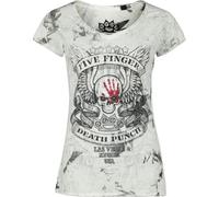 Five Finger Death Punch Skull Frauen T-Shirt weiß/grau S 100% Baumwolle Band-Merch, Bands
