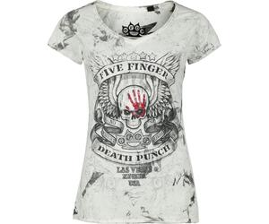 Five Finger Death Punch Skull Frauen T-Shirt weiß/grau S 100% Baumwolle Band-Merch, Bands