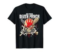 Five Finger Death Punch - Warhead Skull Front Back Print T-Shirt, Schwarz, Unisex, Halbarm, Klein, EU 41.5, Kinder, Jugendliche, Erwachsene
