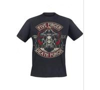 Five Finger Punch Offizielles Band-Merch-T-Shirt | Death Punch Grafik mit ikonischem Logo-Totenkopf-Motorrad-Design, Unisex Heavy-Metal-T-Shirt, Gan