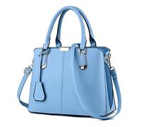 FiveloveTwo Damen Elegant PU Leder Schultertasche Shopper Top-Griff Tragetaschen Umhängetasche Große Handtasche und Geldbörsen Hellblau