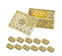 FIXOSHEE 12stücke Goldene Aufbewahrungsbox Klein Schmuckbox Für Halsketten Rechteckiges Geschenketui Hochzeitsdekor Schatztruhe Mit Hohlmuster Pet-box Mit Goldbeschichtung Praktische Aufbew