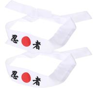 FIXOSHEE 2 Stück Atmungsaktive Japanische Stirnbänder mit Ninja Print Verstellbares Haarband für Sport und Alltag Weißes Schweißabsorbierendes Kopfband
