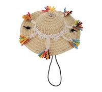 FIXOSHEE Dekorativer Strohhut Haustierhut Sombrero Aus Leichtem Stroh Für Hunde Katzen Party Foto Requisite