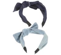FIXOSHEE Jeans Haarband Mit Schleife Damen Und Mädchen 2 Stück Breites Denim Haarband Weiches Innenfutter Dekorativer Haarreif Für Alltag Party Und Festival