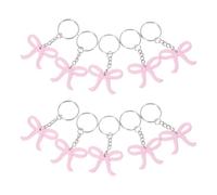 FIXOSHEE Schlüsselanhänger 10 Stück mit Rosa Schleife aus Stabilem PVC für Handtaschen und Partydekoration