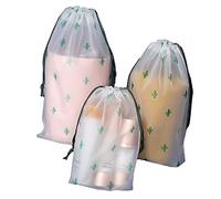 FIYSON 15Pcs Travel Storage Bags, Shoe bags, Drawstring storage bag, clothes bags, 3 Sizes reusable clothes storage bags Space saver storage,shoe storage bag ziplock bags,dust proof bag (Kaktus)