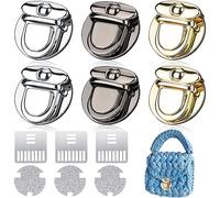 Fizdoqg Verschluss Schloss für Tasche 6 Stück Steckschloss für Taschen Metall Taschenverschluss Drehverschlüsse für Handtaschen für Leder Tasche Portemonnaie Geldbörse DIY, 3 Farben