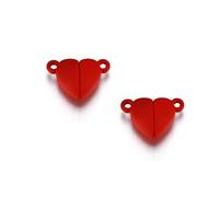 FIZOVER 5 Stück Magnetverschluss Liebe Herz Schnalle Armbänder Kette Ende Verschluss Verbinder Zubehör für Schmuckherstellung DIY Paar Halskette - Rotes Herz