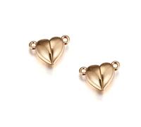 FIZOVER 5 Stück Magnetverschluss Liebe Herz Schnalle Armbänder Kette Ende Verschluss Verbinder Zubehör für Schmuckherstellung DIY Paar Halskette - Gold Herz