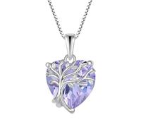 FJ Herz Lebensbaum Kette Damen 925 Sterling Silber Baum des Lebens Halskette Alexandrit Anhänger Juni Geburtsstein Schmuck Geschenke für Frauen