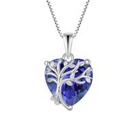 FJ Herz Lebensbaum Kette Damen 925 Sterling Silber Baum des Lebens Halskette Tansanit Anhänger Dezember Geburtsstein Schmuck Geschenke für Frauen