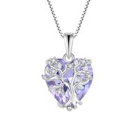 FJ Lebensbaum Kette Damen 925 Sterling Silber Herz Baum des Lebens Halskette Alexandrit Anhänger Juni Geburtsstein Schmuck Geschenke für Frauen