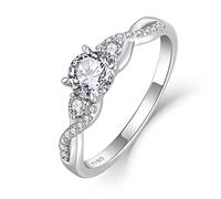 FJ Ring Damen Verlobungsring 925 Sterling Silber Unendlichkeit Ring Infinity Ehering Antragsring Promise Ring mit Zirkonia Schmuck Geschenke für Frauen (Größe 62)