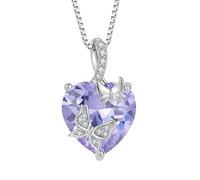 FJ Schmetterling Kette Damen 925 Sterling Silber Alexandrit Kette Juni Geburtsstein Halskette Herz Anhänger Schmuck Geschenke für Frauen Mutter Freundin Mama