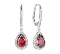 FJ Tropfen Hängend Ohrringe Damen 925 Sterling Silber Granat Ohrringe Januar Geburtsstein Schmuck Geschenke für Frauen Mutter Freundin Mama