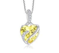 FJ Unendlichkeit November Geburtsstein Kette Damen 925 Sterling Silber Herz Citrin Anhänger Halskette Schmuck Geschenke für Damen Frauen Mutter Freundin Mama