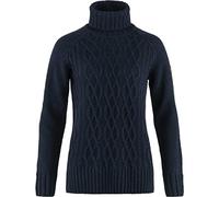 Fjällräven Damen Övik Cable Knit Roller Neck Sweatshirt, Dark Navy, M
