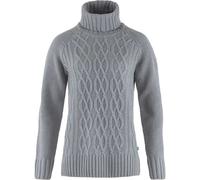 Fjällräven Övik Cable Knit Roller Neck Damen Strick Rollkragen Pullover 055 - Flint Grey M