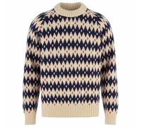 Fjällräven Wollpullover Övik Jacquard Knit Herren 100% Wolle Gr. M beige (LightBeige/DarkNavy)