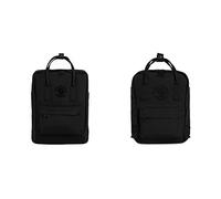 Fjällräven Unisex-Erwachsene Re-kånken Rucksack, Schwarz (Black), 27x38x13 cm (B x H x T) & F23549 Re-Kånken Mini Rucksack, schwarz (Black), 13 x 20 x 29 cm, 7 L