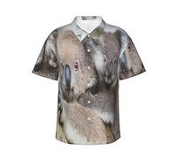 FJAUOQ Australien Koalabär Herren Hawaiihemd Button Down Kurzarm Shirt Mode Sommer Strand Hemd, Siehe Abbildung, XXL