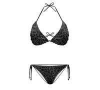 FJAUOQ Badeanzüge für Damen, hohe Taille, String-Bikini-Set für Damen, Größe XS-XXL, Schwarzes Leopardenmuster, XXL