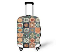 FJAUOQ Border Collie Art Painting Travel Luggage Cover, Broken Holes Design Dog Lover Suitcase Cover Washable Baggage Cover for Women Girls, Lotus Mandala, M(22-24 IN)