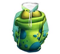 FJAUOQ Damen Herren Hoodies 3D Druck Unisex Klassische Kapuzen-Sweatshirts Komfort Herbst Outfit mit Tasche für Freizeit, Grüner Frosch mit Cartoon-Motiv, M