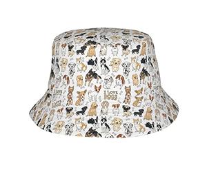 FJAUOQ Eimerhüte mit niedlichem Doodle-Hunde-Motiv, für Damen und Herren, Sonnenkappe, Sommer-Outdoor-Fischerhut, modisch, verstaubar, für Reisen und Strand