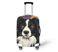 FJAUOQ Gepäckabdeckung mit Totenkopf-Motiv, Strandurlaub, Gepäckabdeckung, Totenkopf, Kunst, Malerei, Gepäck, Schutzabdeckung mit Reißverschluss, geeignet für 45,7 - 81,3 cm, Border Collie