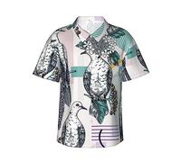 Hawaii-Hemd für Herren, Funky, kurzärmelig, Taube, Vogel, Blumenzweig, Hawaii-Oberteil, Freizeitkleidung, Sommerhemden für Strand, Urlaub, Party
