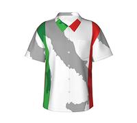 FJAUOQ Hawaii-Hemd mit italienischer Flagge, kurzärmelig, modisch, Sommer, Strandhemd, Siehe Abbildung, XL