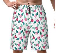 FJAUOQ Herren-Badehose, schnell trocknend, Board-Shorts, lustige Strand-Shorts, Bademode, Badeanzüge, Love Wings Pink, XL