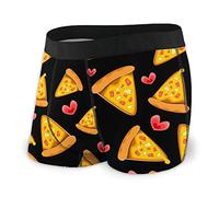 FJAUOQ Herren Classics Boxershorts I Love Pizza Neuheit Boxershorts Print Unterwäsche Stretch Boxer Trunk mit Tasche, Schwarz , XL