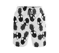 FJAUOQ Herren-Strand-Shorts, Sommer-Badehose, schnelltrocknend, lässig, Polyester, Badeshorts mit Netzfutter, Ananas, L
