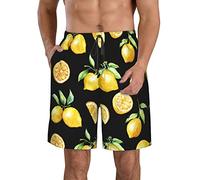 FJAUOQ Lemon Herren Strand-Shorts, Badehose, schnell trocknend, lässig, Polyester, Badeshorts, Siehe Abbildung, S 7-9
