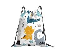 FJAUOQ Niedlicher Dinosaurier-Rucksack mit Kordelzug für Mädchen,Teenager,Kinder,Frauen,Cinch-String-Tasche,wasserdicht,Workout,großer Turnbeutel,Partyzubehör